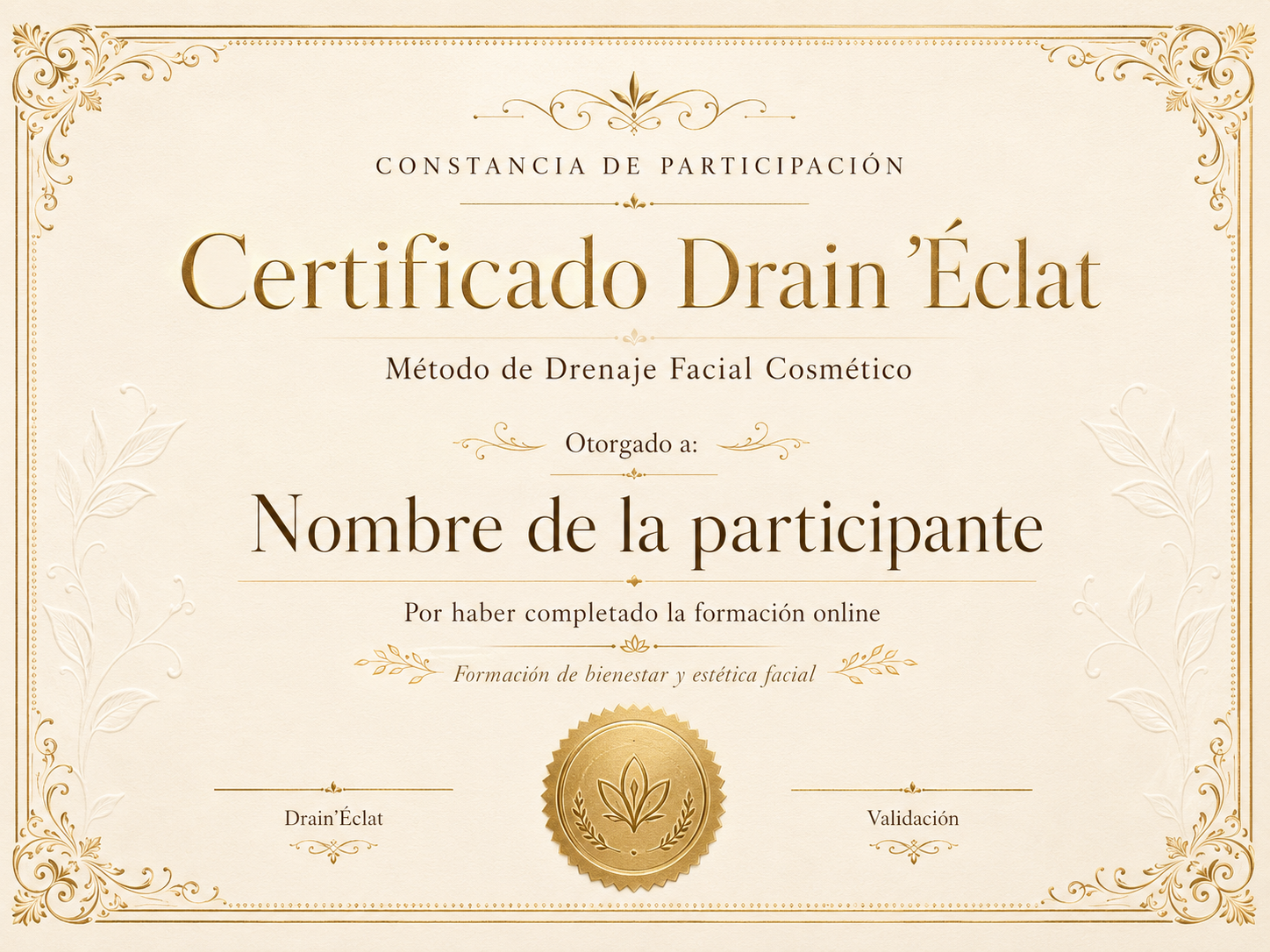Certificato di partecipazione Drain'Éclat™